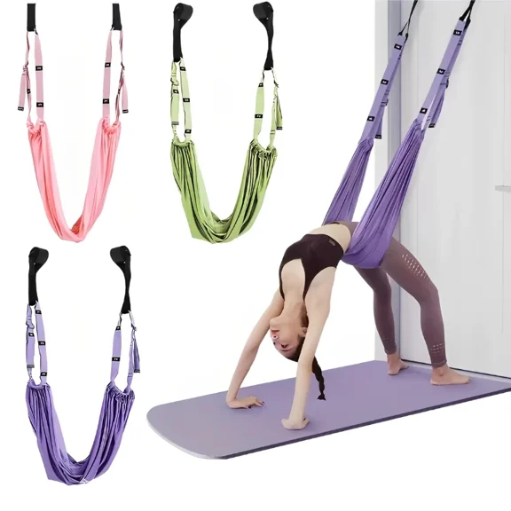 Adjustable Aerial Yoga Strap Pull Rope, Stretching Hammock Belt for Leg Splits Training, Home Gym Fitness and Flexibility