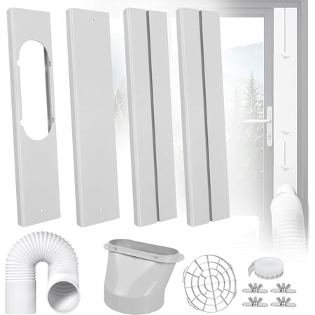 Adjustable Air Conditioner Window Vent Kit, Compatible with Horizontal & Vertical Sliding Windows, Comes with 5.9 Inch Exhaust Hose