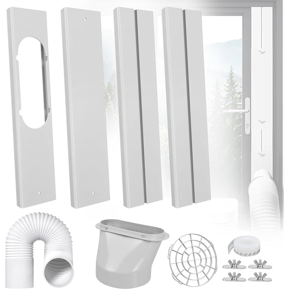 Adjustable Air Conditioner Window Vent Kit, Compatible with Horizontal & Vertical Sliding Windows, Comes with 5.9 Inch Exhaust Hose