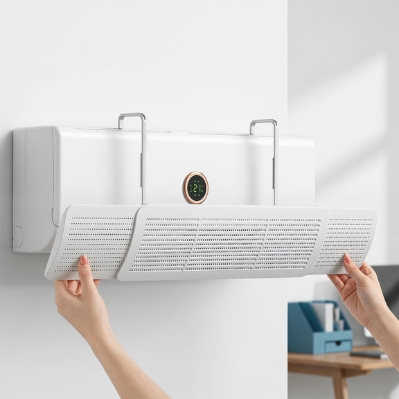 Adjustable Air Deflector for Wall Mounted AC, Retractable Wind Baffle, No Drill Install, Anti Direct Blowing for Home Office Bedroom