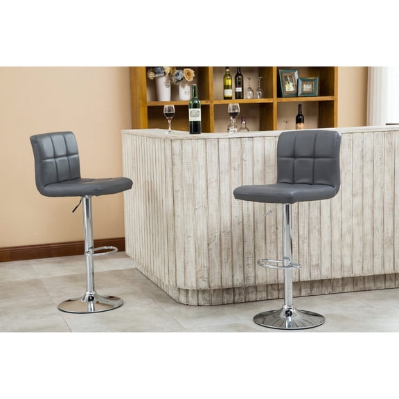 Adjustable Air Lift Faux Leather Bar Stool Set / Suitable for Dining and Living Areas