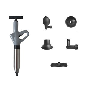 Adjustable Air Pressure Pipe Unclogger 8 kPa 3 Attachments For Toilet Sink Shower Drain Maintenance