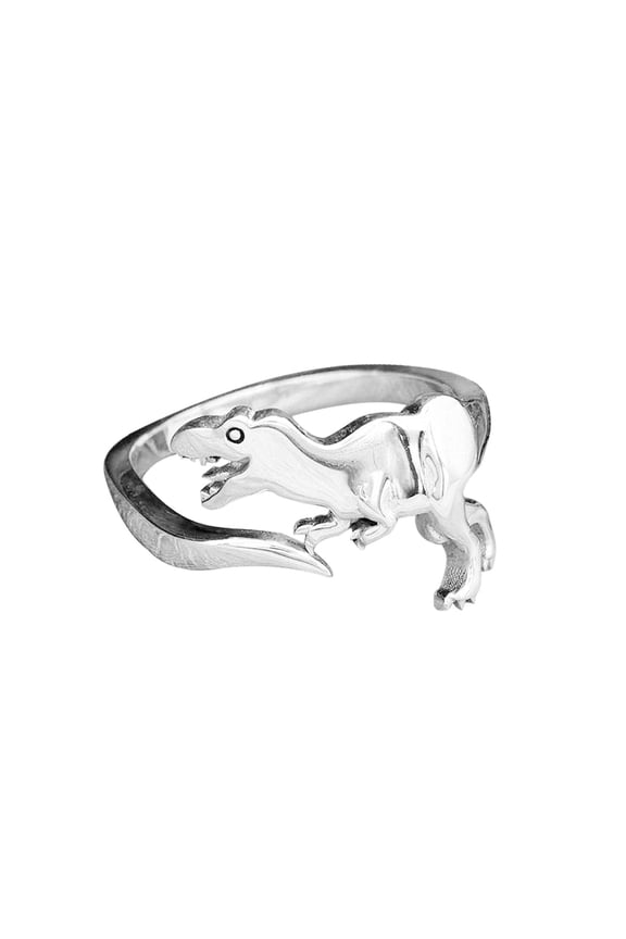 Dinosaur Rings Set of 4 Ancient Silver Animal Zodiac Rings Adjustable Alloy Rings for Men and Women Unisex Rings