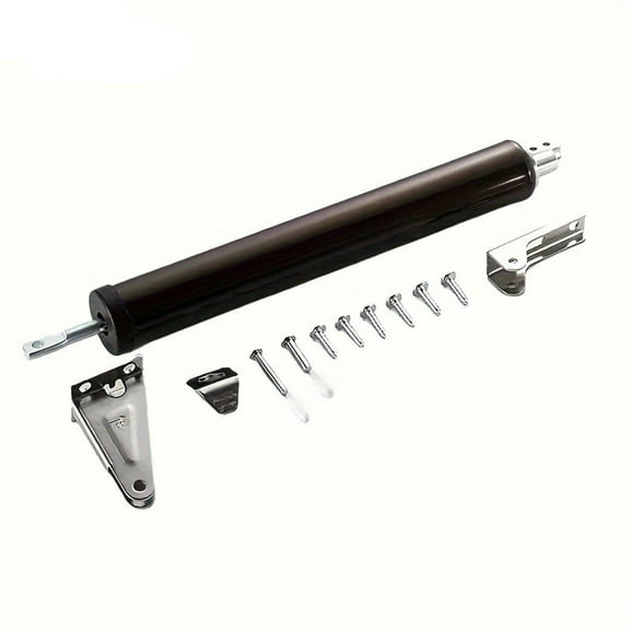 Adjustable Aluminum Alloy Pneumatic Screen Door Closer - Single Kit - Standard-Duty Door Closer with Touch-Button Hold Open Feature & Smooth Closing Motion – Applicable 15-30KG Door Weight (Brown)