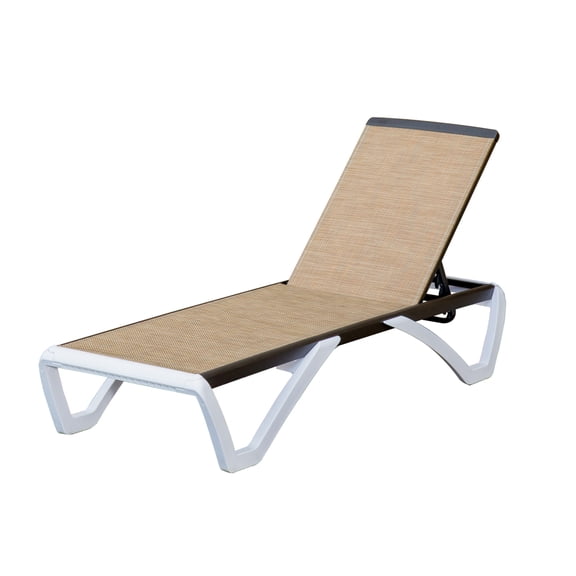 Adjustable Aluminum Chaise Lounge with Table, Textilene Outdoor Pool Chair for Patio,Brown
