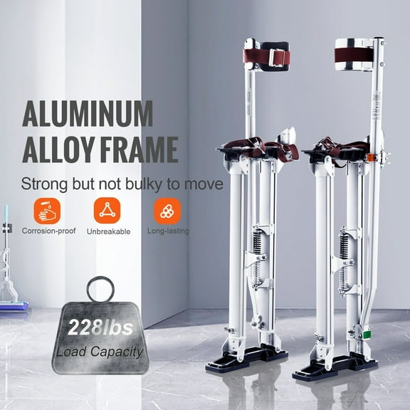 Adjustable Aluminum Drywall Stilts 24''-40'' - Painting & Construction Stilts, Silver - Lightweight & Durable Tool for Professionals
