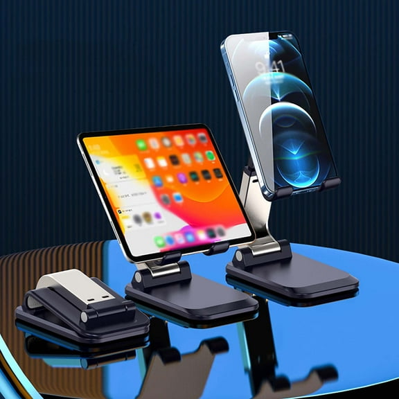 Adjustable Aluminum Folding Phone and Tablet Stand with Rubber Pads for Secure Viewing