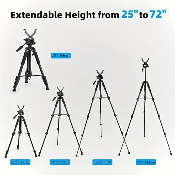 Adjustable Aluminum Hunting Tripod with V-Shaped Fork for Stable Shooting Support and Multiple Outdoor Applications