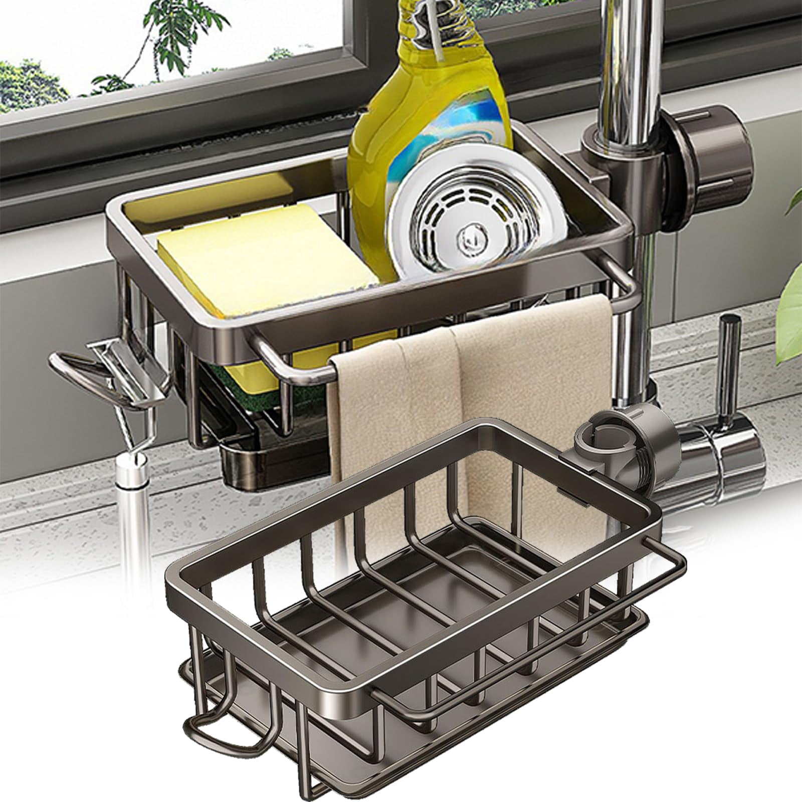 Formula 1 Rack Adjustable Aluminum Kitchen Sink Organizer, Adjustable Faucet Storage ...