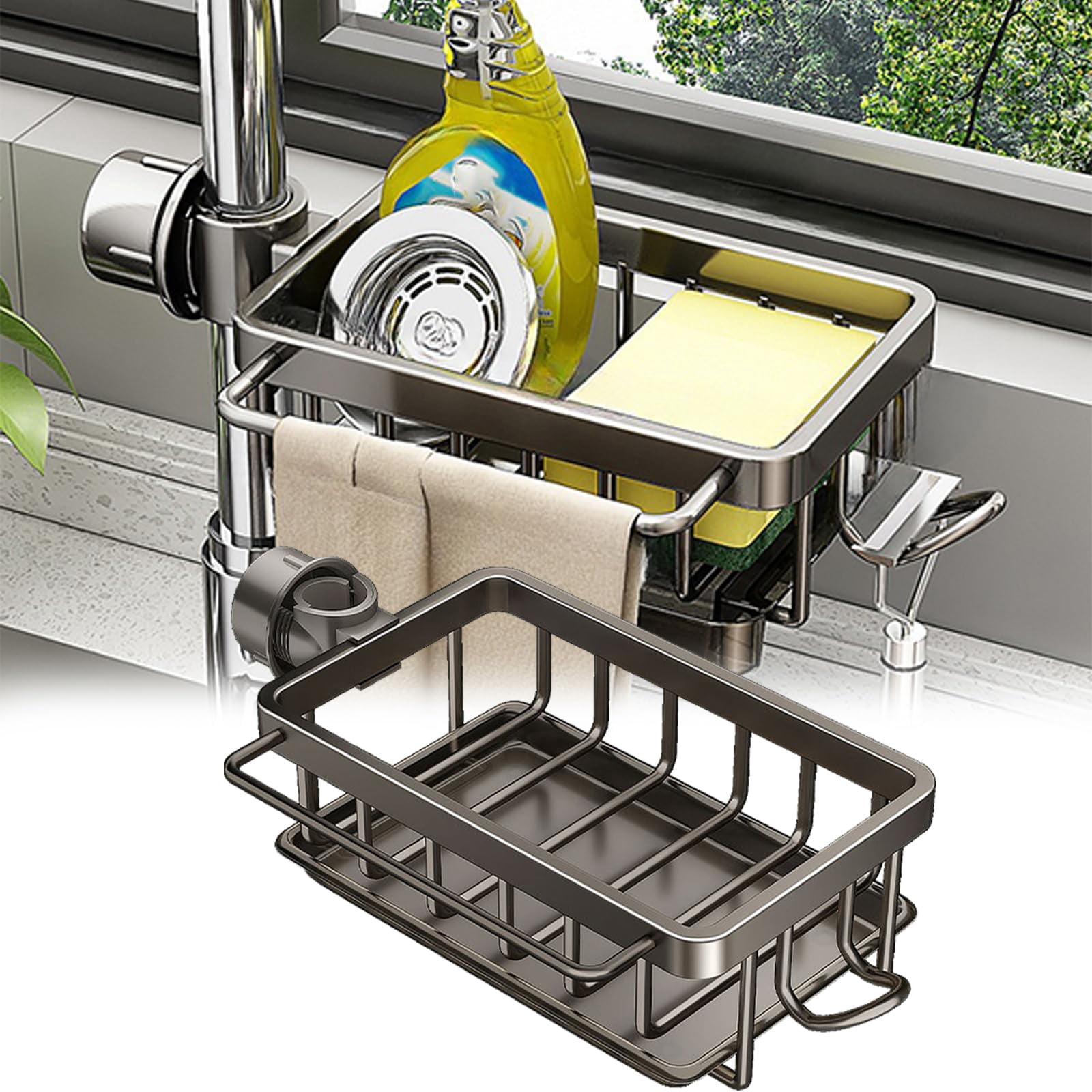 Adjustable Aluminum Kitchen Sink Organizer, Adjustable Faucet Storage ...