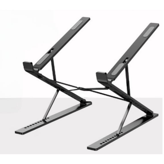 Adjustable Aluminum Laptop Stand for Desk, Dual-Layer Foldable Laptop Riser with Cooling Design, Portable Ergonomic Stand for Laptops & Tablets, Stable Desktop Holder for Home & Office