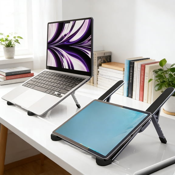Adjustable Aluminum Laptop Stand for Desk – Folding Portable Riser with Heat Dissipation, Ergonomic Height for MacBook, Gaming Laptops and Tablets