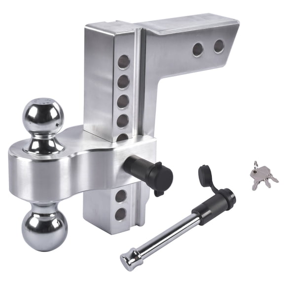 Adjustable Aluminum Trailer Hitch - 2.5" Receiver, 8" Drop/Rise, Dual 2" & 2-5/16" Balls, 18500 LBS Towing Capacity