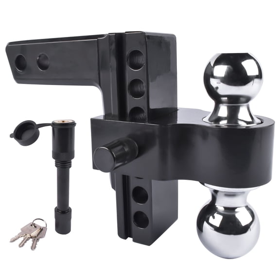 Adjustable Aluminum Trailer Hitch - 2" Receiver, 6" Drop/Rise - Black - Universal Fit - Towing up to 12,500lbs - SKU: 20490994