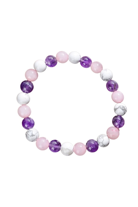 Adjustable Amethyst White Turquoise Beaded Bracelet 19g Natural Stone Jewelry Stone Bracelet Anniversary
