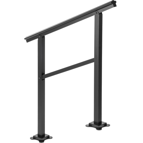 Adjustable Angle Aluminum Outdoor Step Handrail 36x35 Inch Max 165 LBS Load, 0-30 Degree Adjust Railing Fits 2-3 Stairs Complete Screw Mount Kit