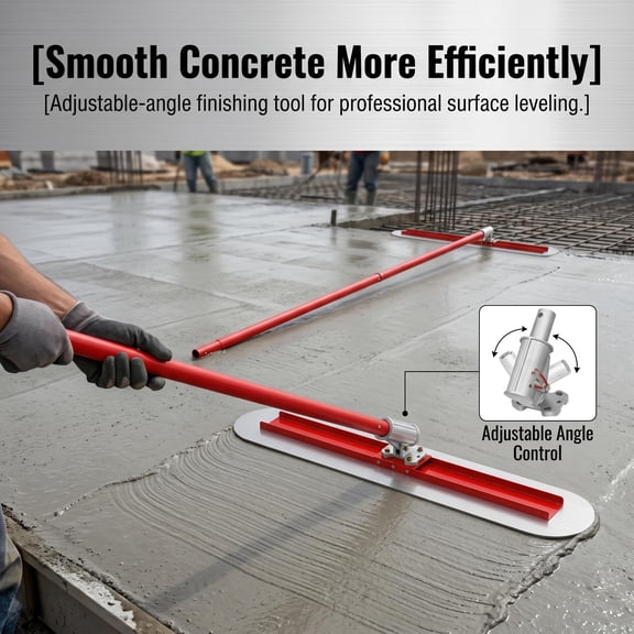 Adjustable Angle Bull Float, Concrete Float for Floors Walls and Ceilings, Stainless Steel Concrete Bull Float with 4 Coated Aluminum Rods
