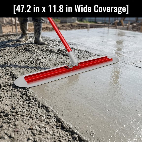 Adjustable Angle Concrete Float, 47.2 x 11.8 inches, Wear Resistant Concrete Finishing Float, Concrete Tools Kit with 4 Coated Aluminum Rods for Driveway Patio Garage
