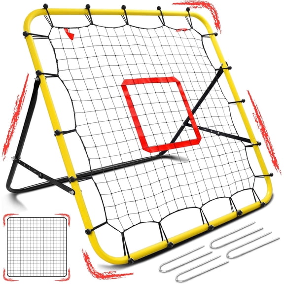 Adjustable Angle Rebounder Net – Soccer/Baseball/Volleyball Bounce Back Trainer, All Ages, Great for Backyard Practice & Themed Gifts