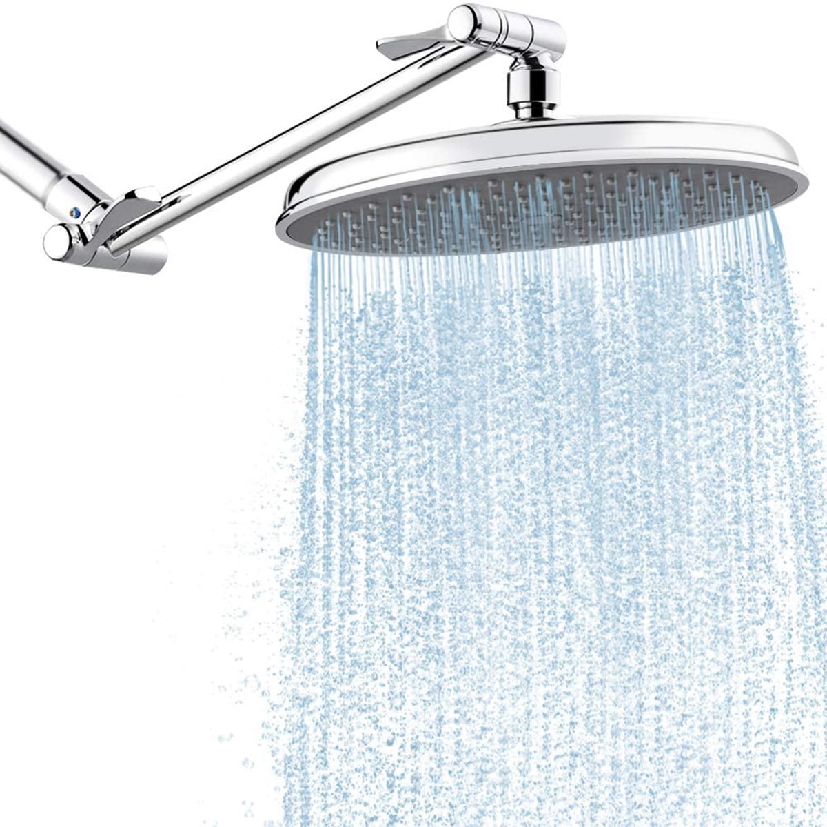 Adjustable Angle Shower Arm Extended Polished Chrome Bathroom Shower 9 Inch Round Rain Shower Head