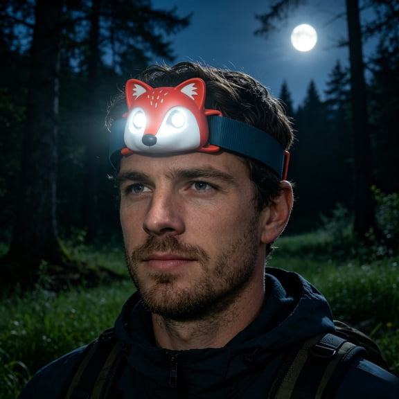 Adjustable Animal LED Headlamp, Lightweight Head Flashlight with Soft Strap for Camping, Hiking, and Night Use, Bright Headlight for Outdoor Activities ()