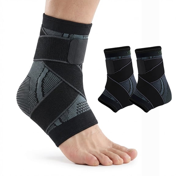 Adjustable Ankle Brace with Straps, Breathable Nylon Support for Sprained Ankle, Compression Sleeve for Men & Women