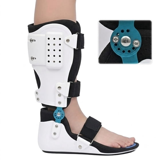 Adjustable Ankle Foot Orthosis Brace Rigid Support Shell and Removable Breathable Liner for Ankle Joint Support and Recovery