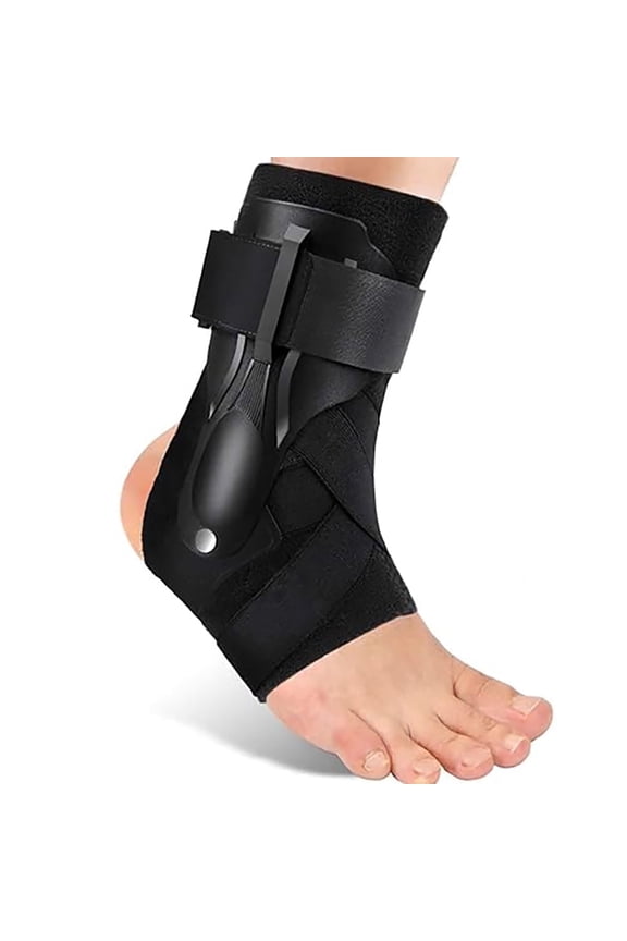Adjustable Ankle Support Sprained Ankle Brace for Ankle Sprained, Achilles Tendon, Plantar Fasciitis, Injury Recovery, Ankle Support for Running, Basketball, Football (Black, L)