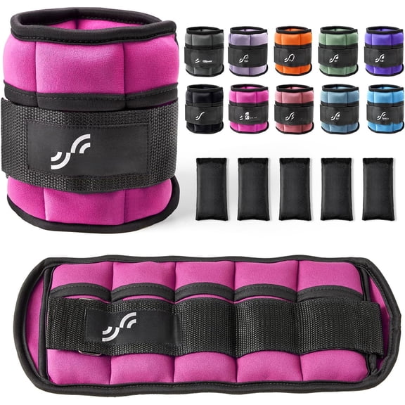 Adjustable Ankle Weights Set - 1 Pair (2-10 lbs) Removable Sandbags for Women & Men, Comfortable Neoprene Leg Weights for Walking, Running, Pilates, Yoga, Home Workout & Physical Therapy