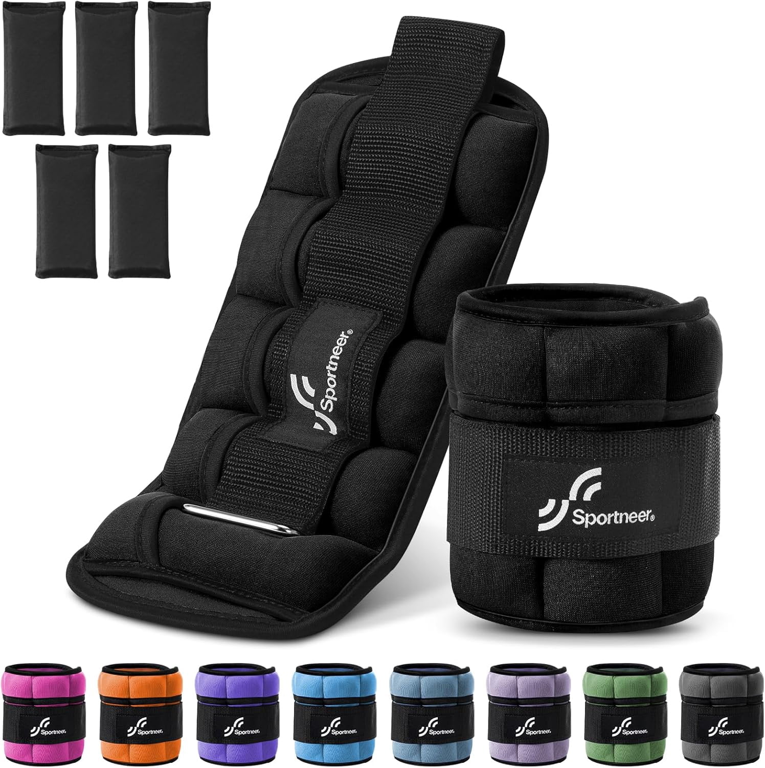 Adjustable Ankle Weights for Women and Men 7 lbs/Pair Adjustable Leg Weights with Secure Straps, Strength Training Weighted for Yoga, Walking, Running, Aerobics, Gym, Physical Therapy