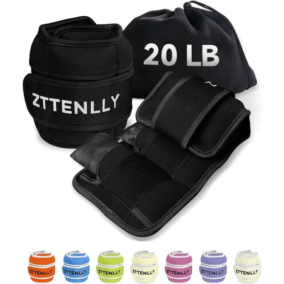 Adjustable Ankle Weights for Women Men and Kids | 1 Pair 5 10 15 18 20 Lbs Leg Wrist Ankle Weight Straps for Yoga, Walking, Running, Aerobics, Gym, Dance, Pilates, Cardio
