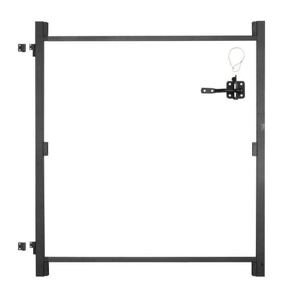 Adjustable Anti Sag Gate Frame Kit Fits 60 to 96 Inch Wide Openings Up to 7 Feet High for Wooden or Iron Fence Black with Latch Lock and Screws