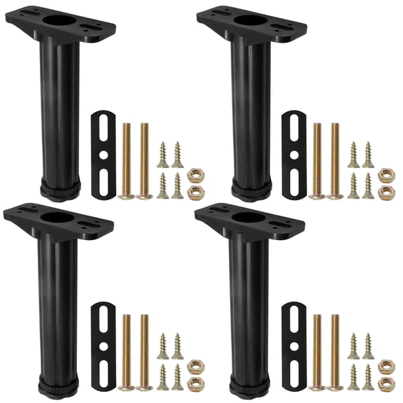 Adjustable Anti-Sagging Black, 4-Pack Bed Support Legs, Plastic Replacement Feet for Bed Frame Slats 7.5-12.6 inch