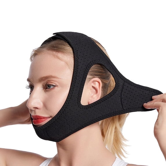 Adjustable Anti-Snoring Chin Strap  Breathable Sleep Aid Face Mask for CPAP Users, Snore Reduction Headgear for Men & Women