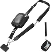 TRINKA Phone Lanyard Wristlet Wallet Adjustable Detachable RFID ID Window Zipper Black