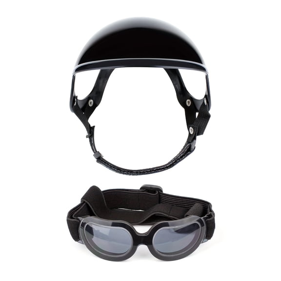 Adjustable Anti-UV Windproof 1set Pet Dog Helmet and Set - Comfortable All-Season ABS Helmets for Small Breeds with Ear Holes, Non-Woven Fabric, Ideal for Outdoor Adventures