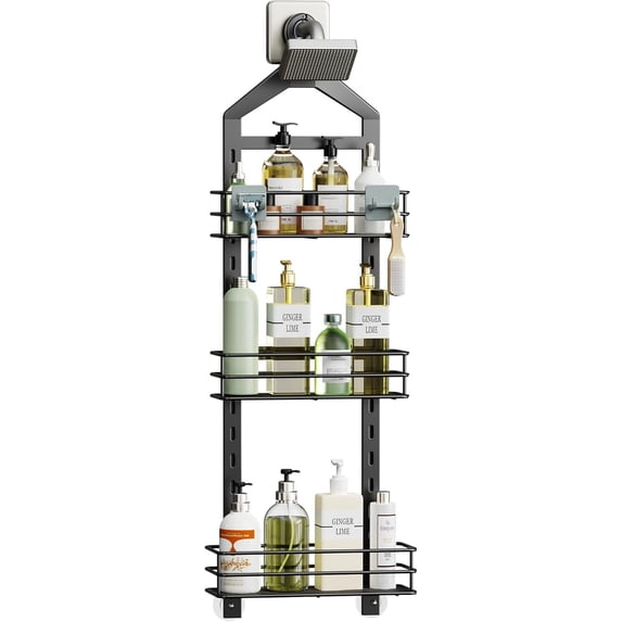 Adjustable Anti-slip Shower Caddy over Head, Rustproof Bathroom Hanging ...