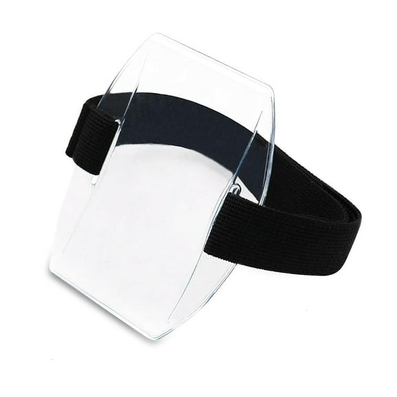 Adjustable Arm Badge Holder Armband Plastic Name Label Holder Reflective Wristband Card Sleeve Easy to Use