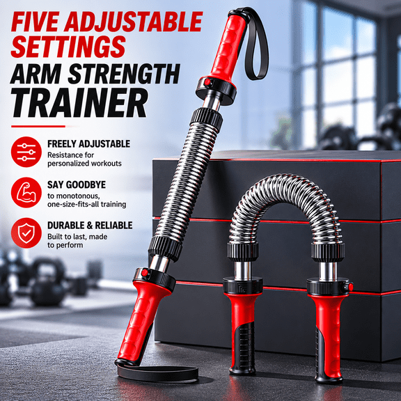 OUMASK Adjustable Arm Exerciser for Men Multifunctional Spring-Loaded Fitness Bar for Arm and Chest Muscle Training
