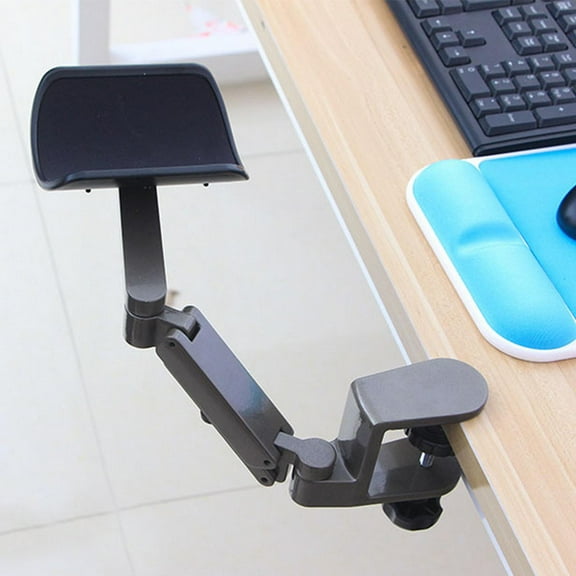 Adjustable Arm Rest Support, Elbow Rest, Aluminum Alloy, Rotating Clamp on Desk, for Desk Armrest Pad for Computer Table Home Office Gray
