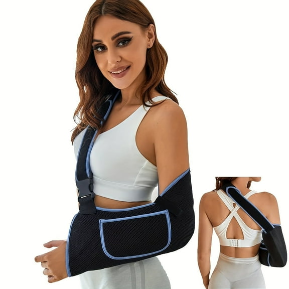 Adjustable Arm Sling Shoulder Immobilizer, Polyester Fiber, Rotator Cuff Support Brace, Comfortable Medical Sling for Men and Women, for Fracture, Dislocation, Strain, Medium Size,with Buckle Closure