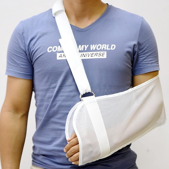 Adjustable Arm Sling for Shower, Breathable Mesh Cast Cover for Shoulder, Elbow & Wrist Injuries, Waterproof Rotator Cuff Support for Men Women, Fits Left or Right Arm, White