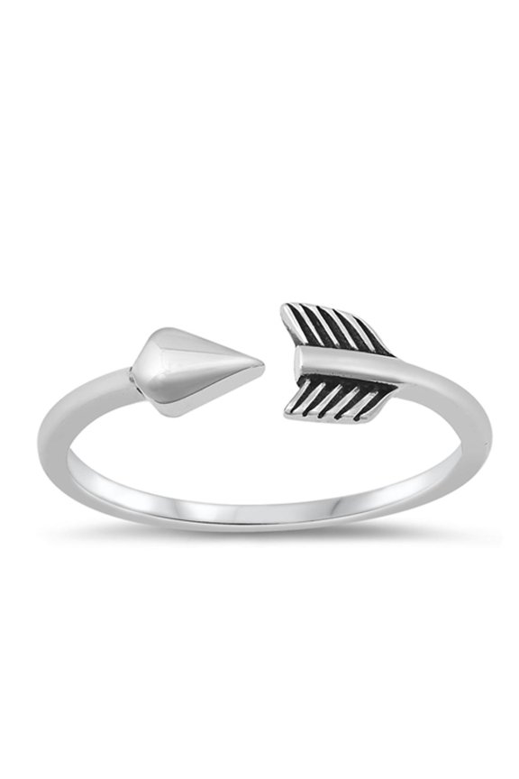 Adjustable Arrow Open Love Ring .925 Sterling Silver Band Jewelry Female Male Unisex Size 9