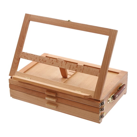 Adjustable Art Tabletop Easel with 3 Drawers, Desktop Beechwood Storage Box Easel for Paint Brushes, Sketchbooks, Canvas