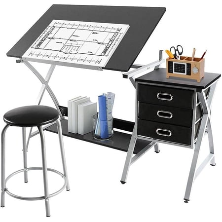 Adjustable Artist/Architect Drafting Desk Table With Storage
