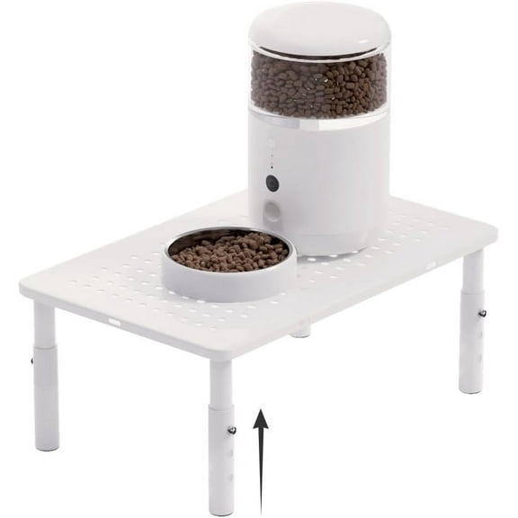 Adjustable Automatic Cat Feeder Stand - Non-Slip Elevated Holder for Cats/Puppies, Fits Most Feeders & Water Dispensers, White(Holder ONLY)
