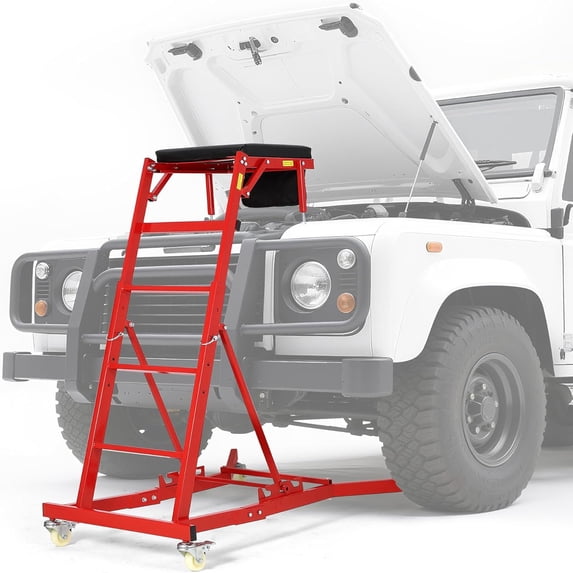 Adjustable Automotive Creeper 49.2"-68.9" Top Automotive Creeper, Heavy Duty 400LB Capacity Mechanic's Creeper with Locking Wheels & Tool Pouch (49"-69" Length) for Truck, SUV & Garage Vehicle Mainten