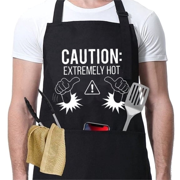 Adjustable BBQ Cooking Grilling Chef Apron for Men with 3 Pockets