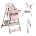 thumbnail image 1 of Adjustable Baby High Chair for 0-6 Years Old, Portable Infant Feeding Seat with Safety Belt, Lockable Silent Wheels, Easy-Clean Design for Dining & Living Room, Pink, 1 of 10