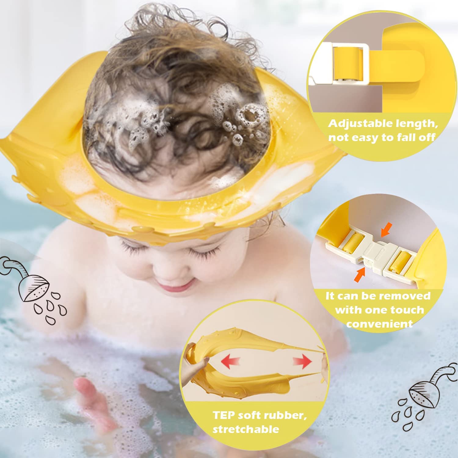Shower Cap for Kids Crown Baby Shower Caps Hair Washing Hat for